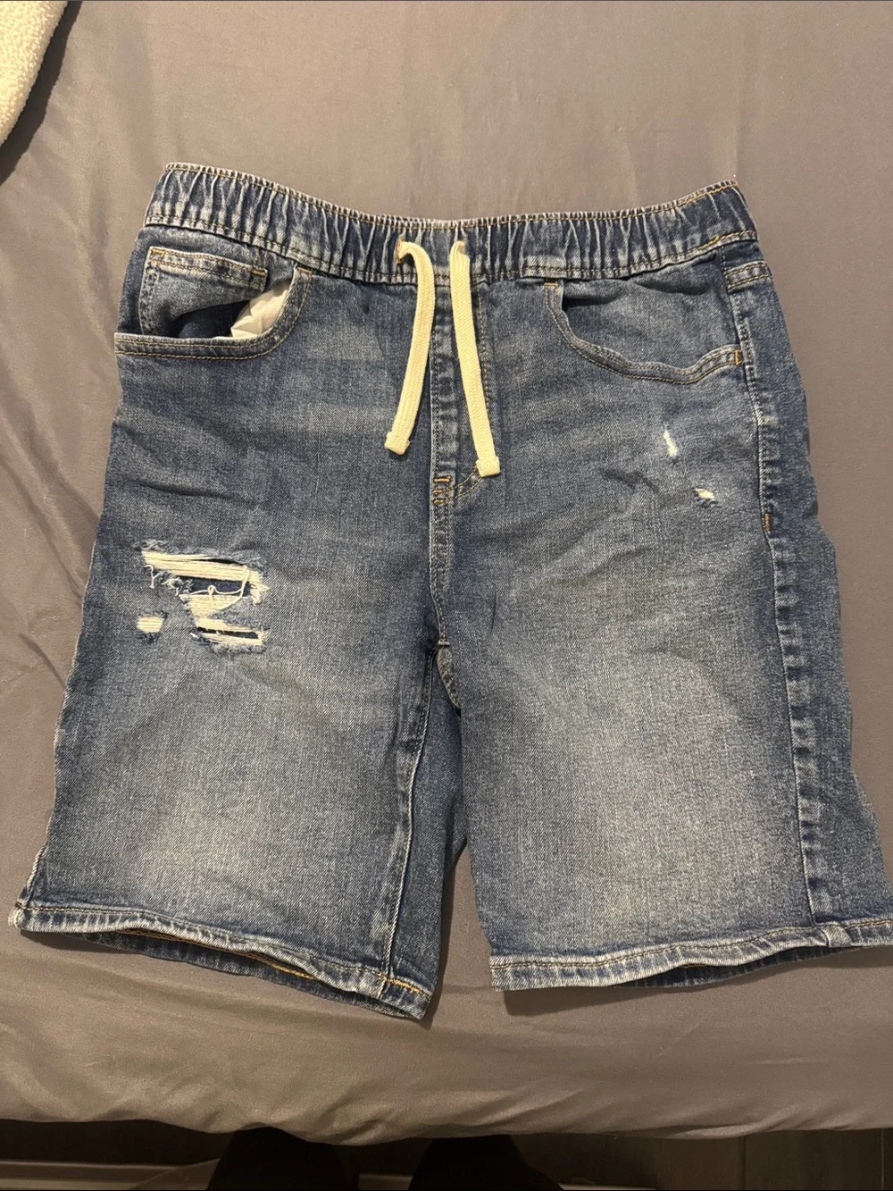 Boy’s Youth Blue Denim Drawstring Shorts